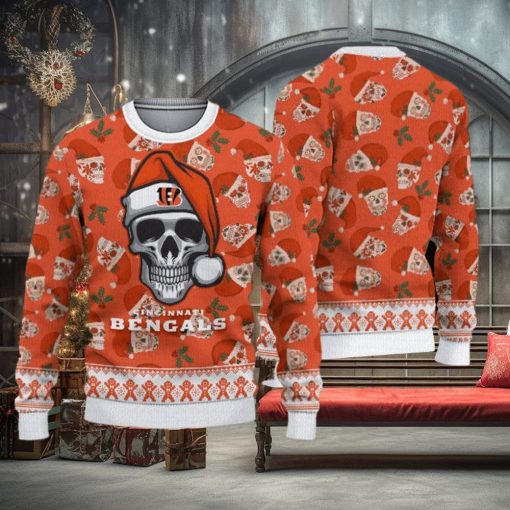 Cincinnati Bengals Fans Skull Sleigh Knitted Christmas Sweater