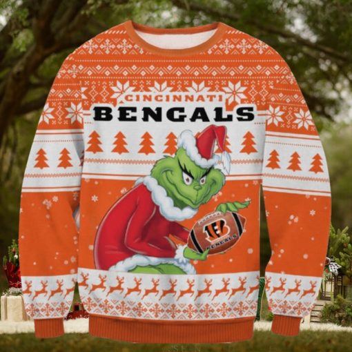 Cincinnati Bengals Grinch Orange Color Ugly Christmas Sweaters