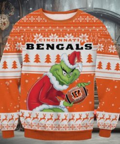 Cincinnati Bengals Grinch Orange Color Ugly Christmas Sweaters