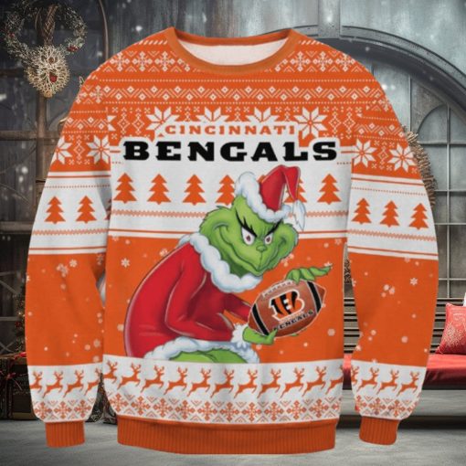 Cincinnati Bengals Grinch Orange Color Ugly Christmas Sweaters