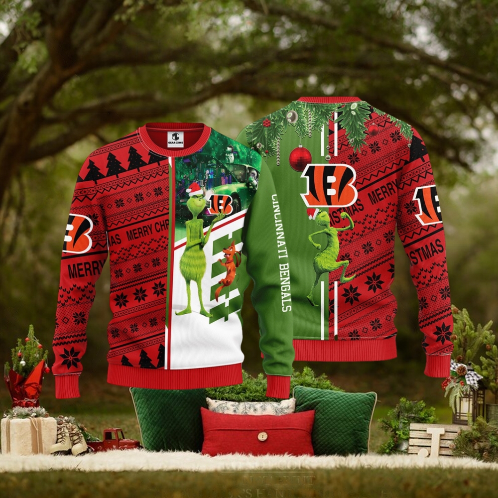 Cincinnati Bengals Grinch & Scooby Doo Christmas Ugly Sweater 1