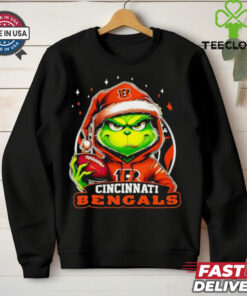 Cincinnati Bengals Grinch wearing Santa hat Christmas 2024 shirt