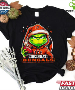 Cincinnati Bengals Grinch wearing Santa hat Christmas 2024 shirt
