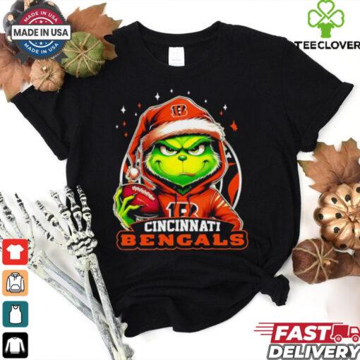 Cincinnati Bengals Grinch wearing Santa hat Christmas 2024 shirt