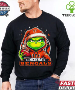 Cincinnati Bengals Grinch wearing Santa hat Christmas 2024 shirt