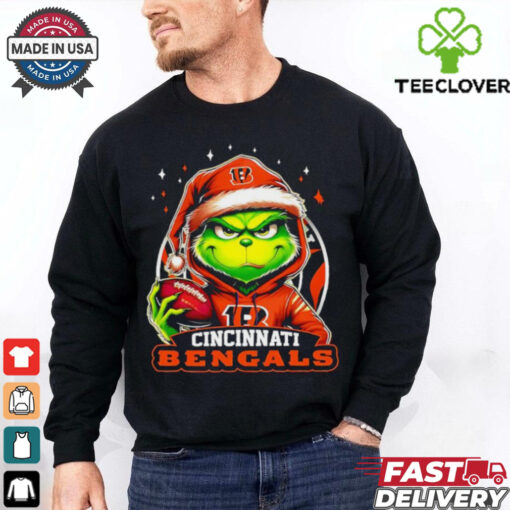 Cincinnati Bengals Grinch wearing Santa hat Christmas 2024 shirt