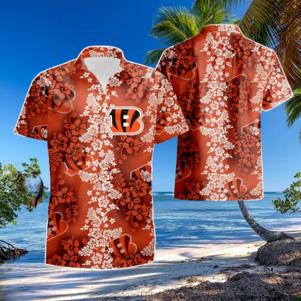 Cincinnati Bengals Hibiscus Flower Orange Summer Beach Hawaiian Shirt Cincinnati Bengals Hibiscus Flower Orange Summer Beach Hawaiian Shirt
