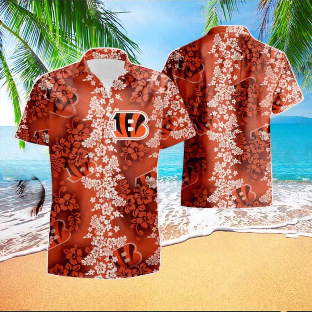 Cincinnati Bengals Hibiscus Flower Orange Summer Beach Hawaiian Shirt Cincinnati Bengals Hibiscus Flower Orange Summer Beach Hawaiian Shirt