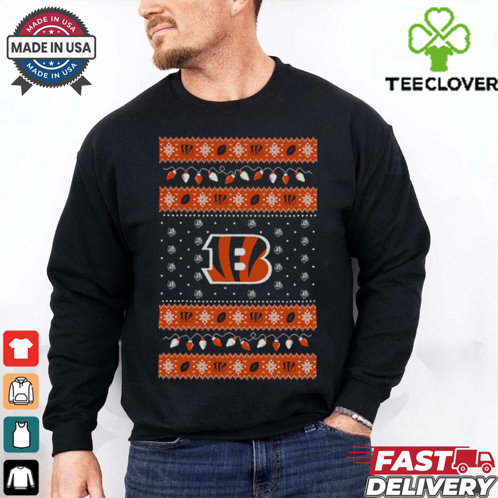 Cincinnati Bengals Holiday Lights Sweater Long Sleeve T Shirt Cincinnati Bengals Holiday Lights Sweater Long Sleeve T Shirt