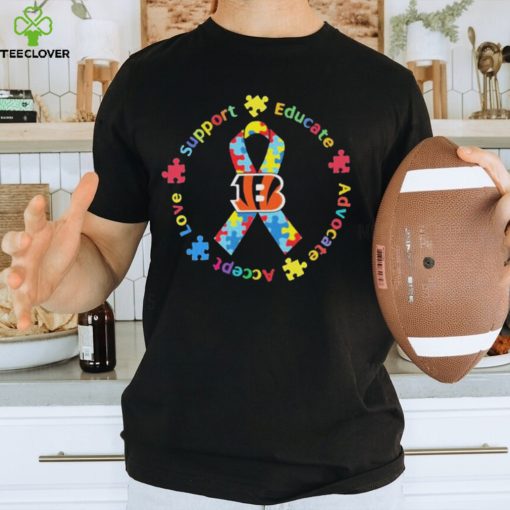 Cincinnati Bengals Love Support Educate Advocate Accept Autism Awareness Shirt