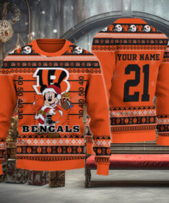 Cincinnati Bengals Mickey Mouse Santa Ugly Christmas Sweater