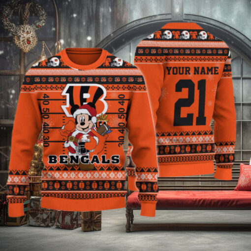 Cincinnati Bengals Mickey Mouse Santa Ugly Christmas Sweater