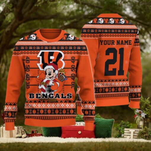 Cincinnati Bengals Mickey Mouse Santa Ugly Christmas Sweater