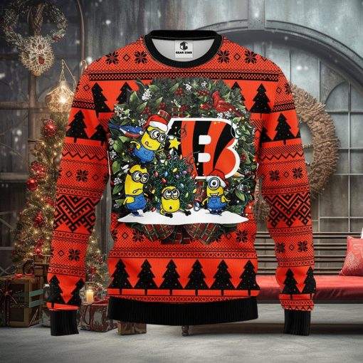 Cincinnati Bengals Minion Christmas Ugly Sweater