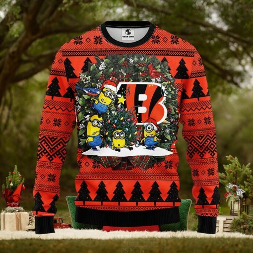 Cincinnati Bengals Minion Christmas Ugly Sweater