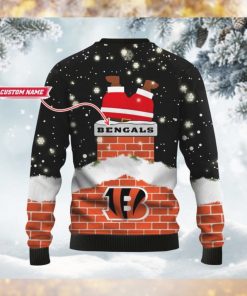 Cincinnati Bengals NFL Football Team Logo Symbol Santa Claus Custom Name Personalized 3D Ugly Christmas Sweater Shirt For Men And Women On Xmas Days