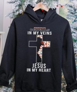 Cincinnati Bengals NFL In My Veins Jesus In My Heart Cross 2024 T Shirt