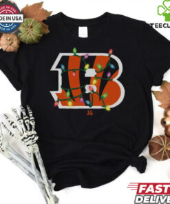 Cincinnati Bengals Primary Logo Holiday Lights T Shirt