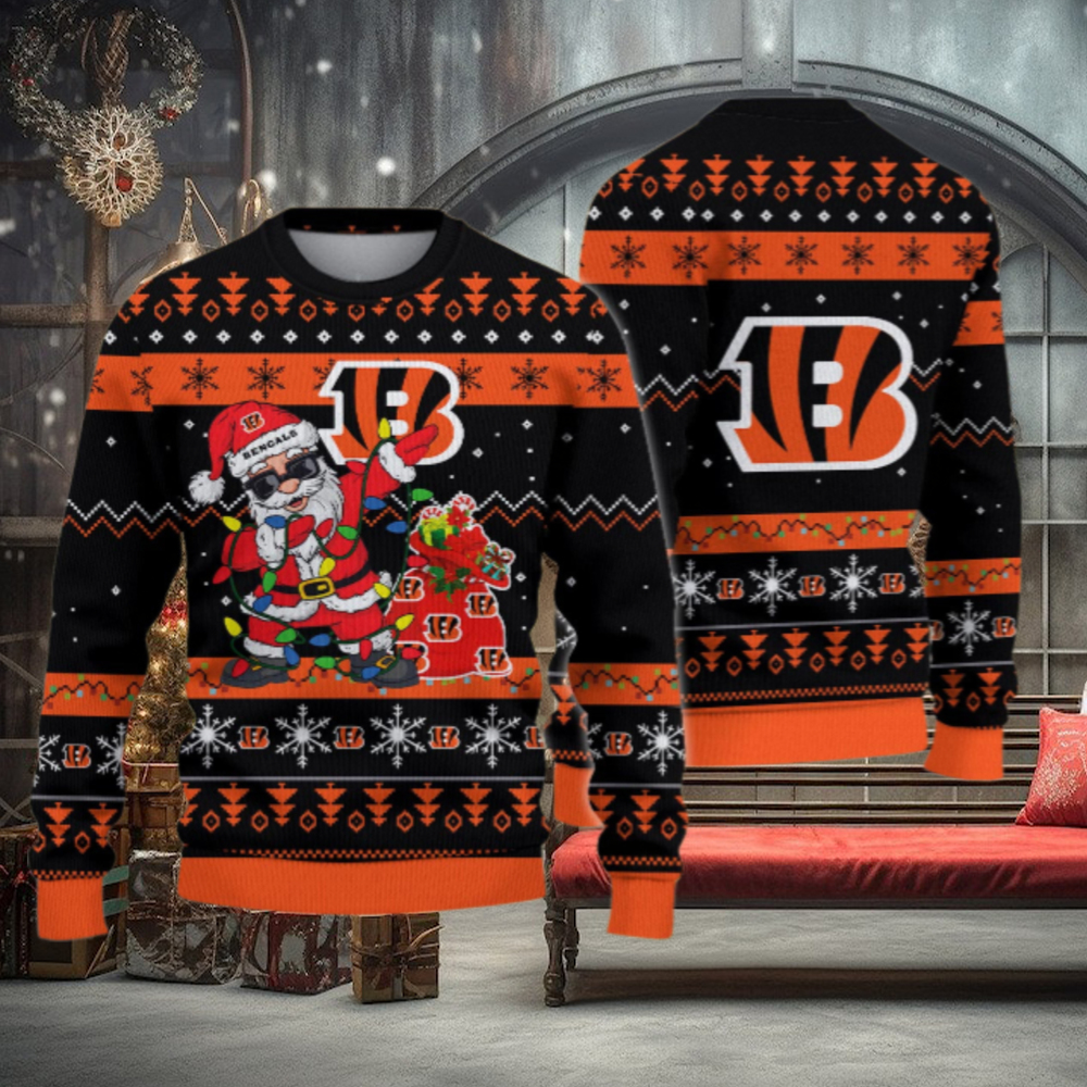 Cincinnati Bengals Santa Claus Ugly Christmas Sweater Cincinnati Bengals Santa Claus Ugly Christmas Sweater