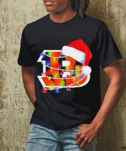 Cincinnati Bengals Santa Hat Christmas Lights T Shirt