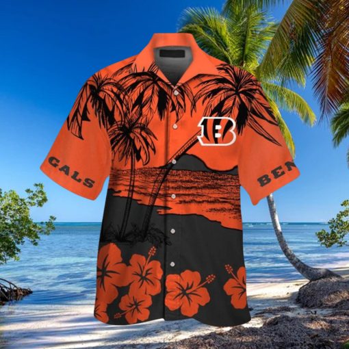 Cincinnati Bengals Short Sleeve Button Up Tropical Hawaiian Shirt VER020