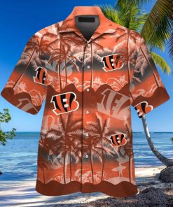 Cincinnati Bengals Short Sleeve Button Up Tropical Hawaiian Shirt VER022