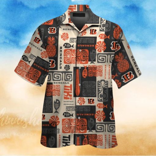 Cincinnati Bengals Short Sleeve Button Up Tropical Hawaiian Shirt VER026