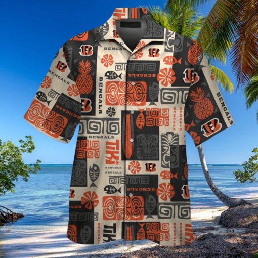 Cincinnati Bengals Short Sleeve Button Up Tropical Hawaiian Shirt VER026