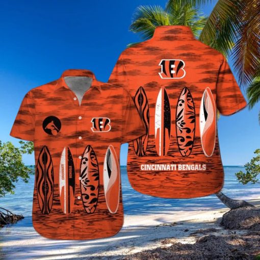 Cincinnati Bengals Short Sleeve Button Up Tropical Hawaiian Shirt VER030