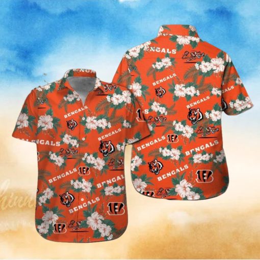 Cincinnati Bengals Short Sleeve Button Up Tropical Hawaiian Shirt VER08