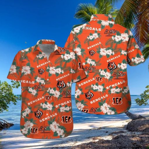 Cincinnati Bengals Short Sleeve Button Up Tropical Hawaiian Shirt VER08