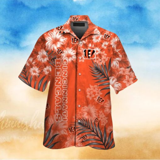 Cincinnati Bengals Short Sleeve Button Up Tropical Hawaiian Shirt