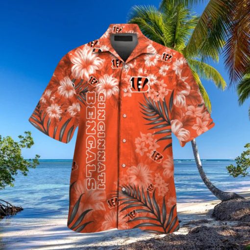 Cincinnati Bengals Short Sleeve Button Up Tropical Hawaiian Shirt