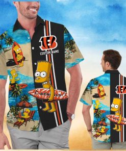 Cincinnati Bengals Simpsons Name Personalized Short Sleeve Button Up Tropical Hawaiian Shirt