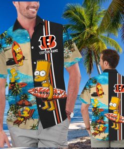 Cincinnati Bengals Simpsons Name Personalized Short Sleeve Button Up Tropical Hawaiian Shirt