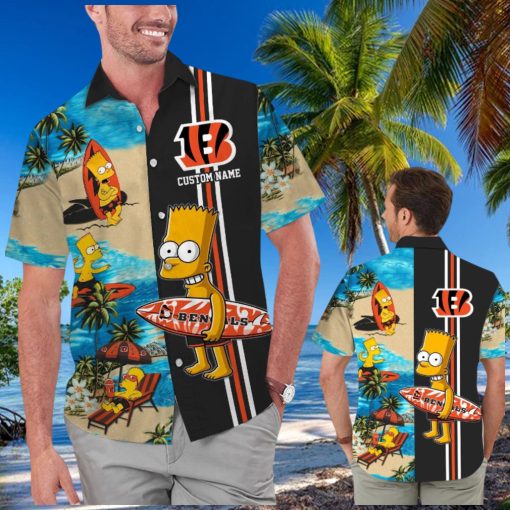 Cincinnati Bengals Simpsons Name Personalized Short Sleeve Button Up Tropical Hawaiian Shirt