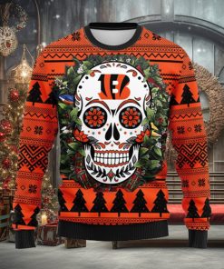 Cincinnati Bengals Skull Flower Ugly Christmas Ugly Sweater