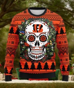 Cincinnati Bengals Skull Flower Ugly Christmas Ugly Sweater