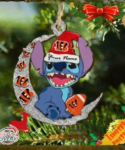 Cincinnati Bengals Stitch Ornament NFL Christmas And Stitch With Moon Ornament