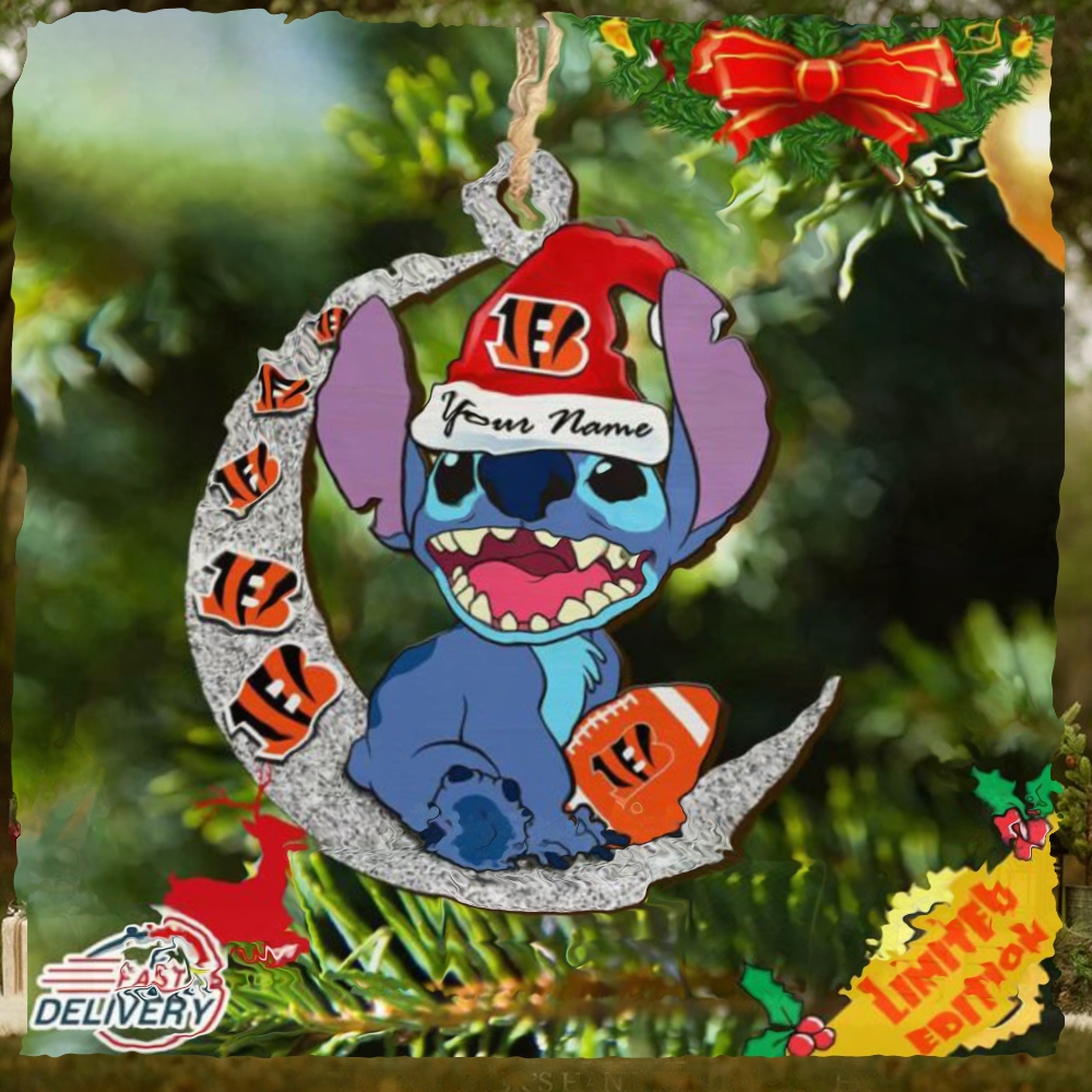 Cincinnati Bengals Stitch Ornament NFL Christmas And Stitch With Moon Ornament Cincinnati Bengals Stitch Ornament NFL Christmas And Stitch With Moon Ornament