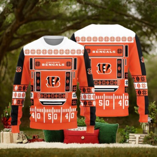 Cincinnati Bengals Teams Ball Snowfalke Pattern Knitted Sweater For Christmas