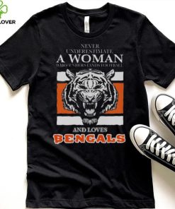 Cincinnati Bengals never underestimate a woman who understands football and loves Cincinnati Bengals signatures 2023 shirt