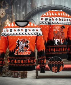 Cincinnati Bengals – Joe Burrow #9 Super Bowl My Favorite Day Is Whoo Dey Ugly Christmas Sweater