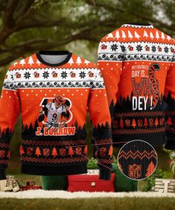 Cincinnati Bengals – Joe Burrow #9 Super Bowl My Favorite Day Is Whoo Dey Ugly Christmas Sweater