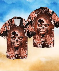 Cincinnati Bengalsskull Short Sleeve Button Up Tropical Hawaiian Shirt VER01