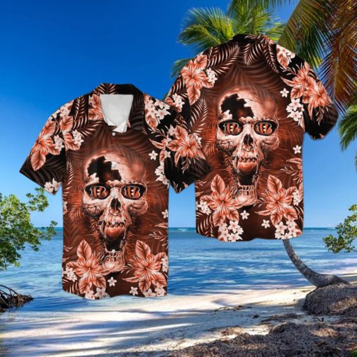 Cincinnati Bengalsskull Short Sleeve Button Up Tropical Hawaiian Shirt VER01