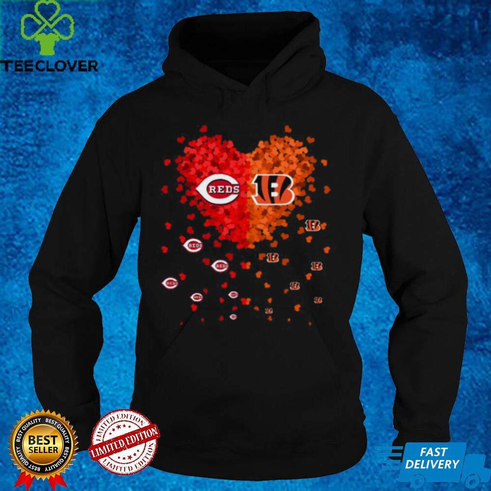Cincinnati Reds Cincinnati Bengals heart t shirt Cincinnati Reds Cincinnati Bengals heart t shirt