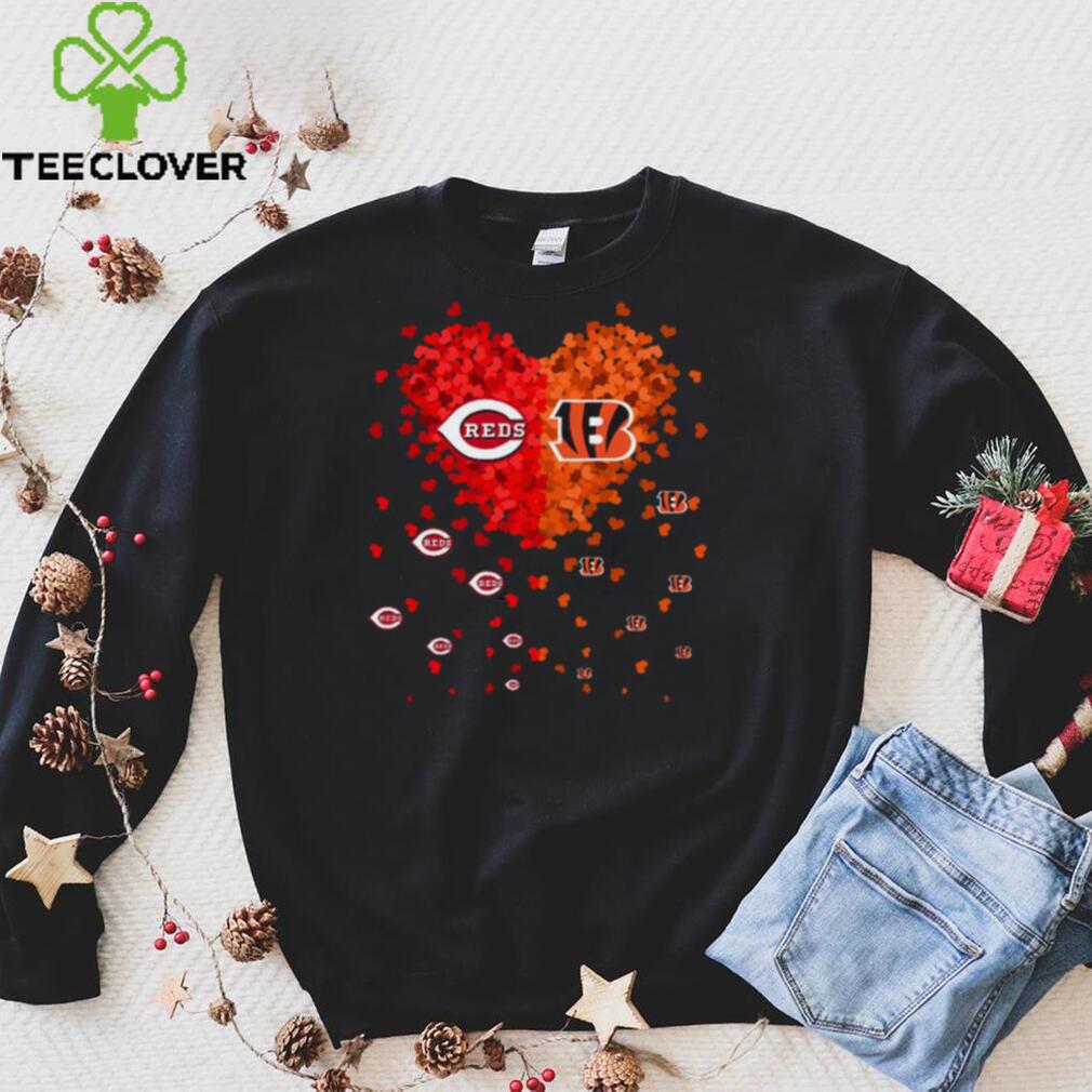 Cincinnati Reds Cincinnati Bengals heart t shirt Cincinnati Reds Cincinnati Bengals heart t shirt