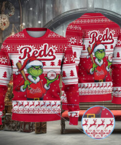 Cincinnati Reds Funny Grinch Christmas Sweater