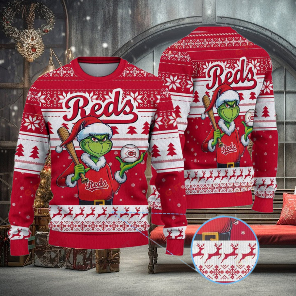 Cincinnati Reds Funny Grinch Christmas Sweater Cincinnati Reds Funny Grinch Christmas Sweater
